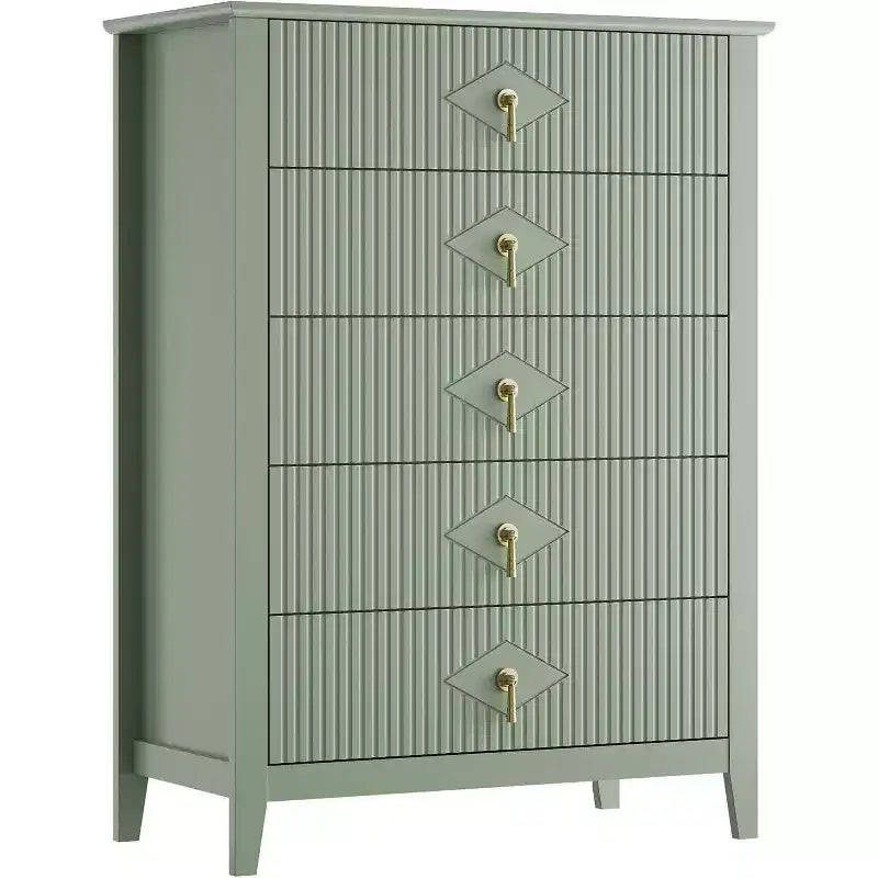 42.9" Tall Fluted 5-Drawer Dresser, Wood Chest of Drawers