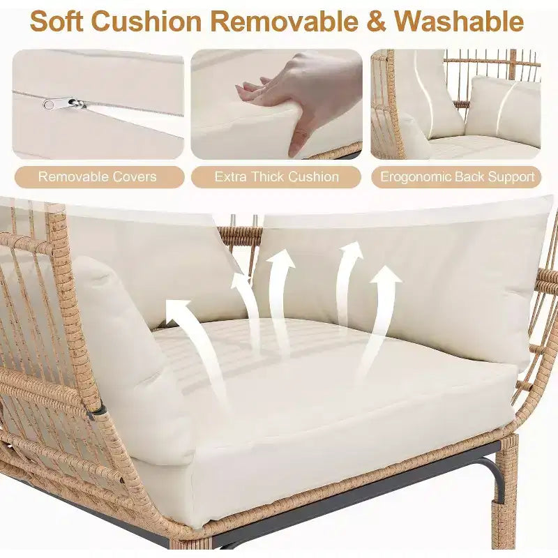 Wicker Egg Chair with Cushion