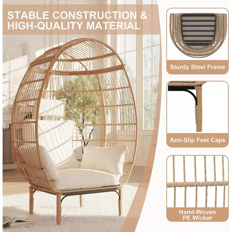 Wicker Egg Chair with Cushion