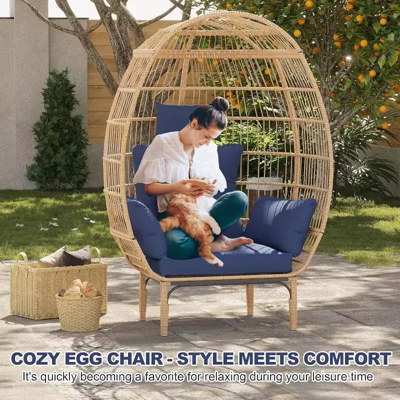 Wicker Egg Chair with Cushion