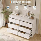 Modern 6-Drawer Dresser, Wood Storage Cabinet