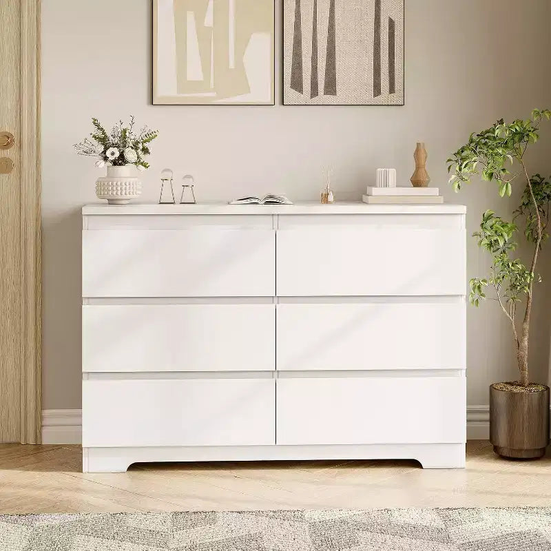 Modern 6-Drawer Dresser, Wood Storage Cabinet