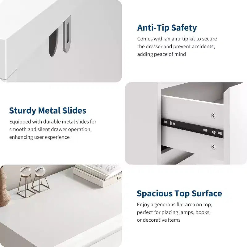 Modern 6-Drawer Dresser, Wood Storage Cabinet