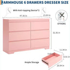 Modern 6-Drawer Dresser, Wood Storage Cabinet