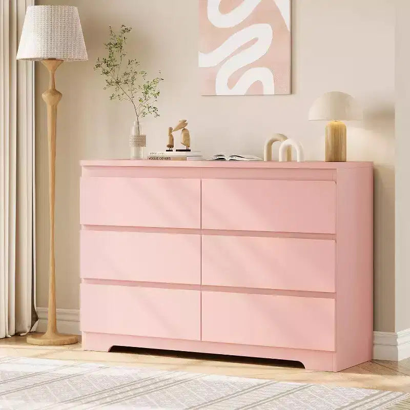 Modern 6-Drawer Dresser, Wood Storage Cabinet