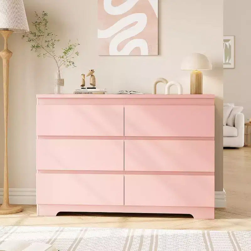 Modern 6-Drawer Dresser, Wood Storage Cabinet
