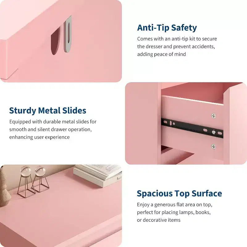 Modern 6-Drawer Dresser, Wood Storage Cabinet