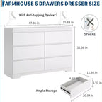 Modern 6-Drawer Dresser, Wood Storage Cabinet