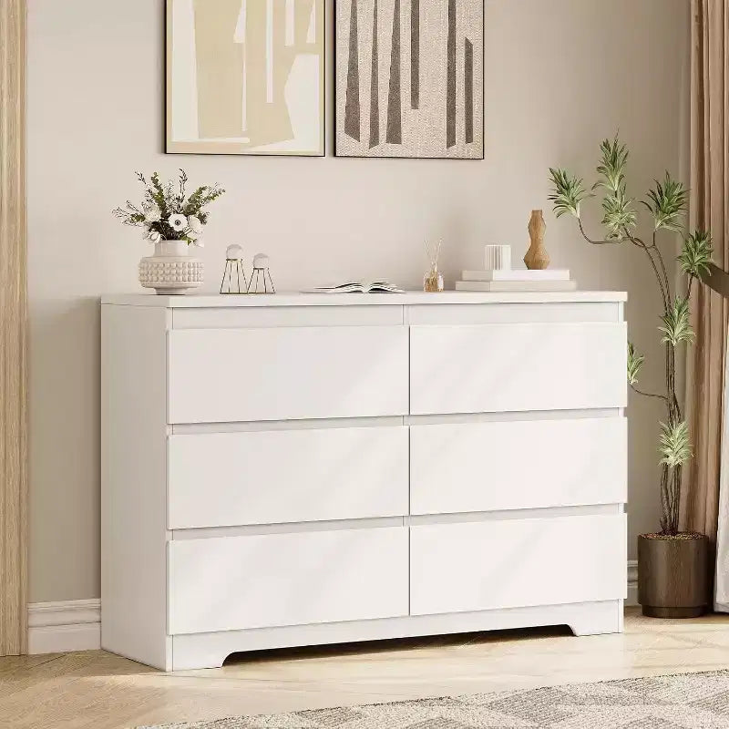 Modern 6-Drawer Dresser, Wood Storage Cabinet