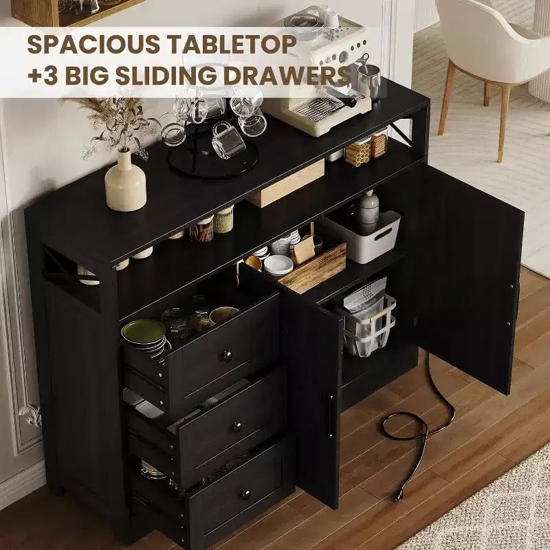 Farmhouse Sideboard Cabinet with Storage, Buffet Table with Adjustable Shelves, Multi-Functional Kitchen Cabinet for Living Room Dining Room