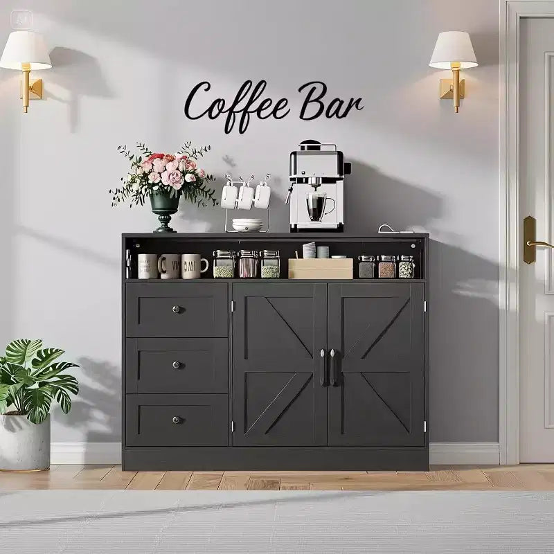 Farmhouse Sideboard Cabinet with Storage, Buffet Table with Adjustable Shelves, Multi-Functional Kitchen Cabinet for Living Room Dining Room