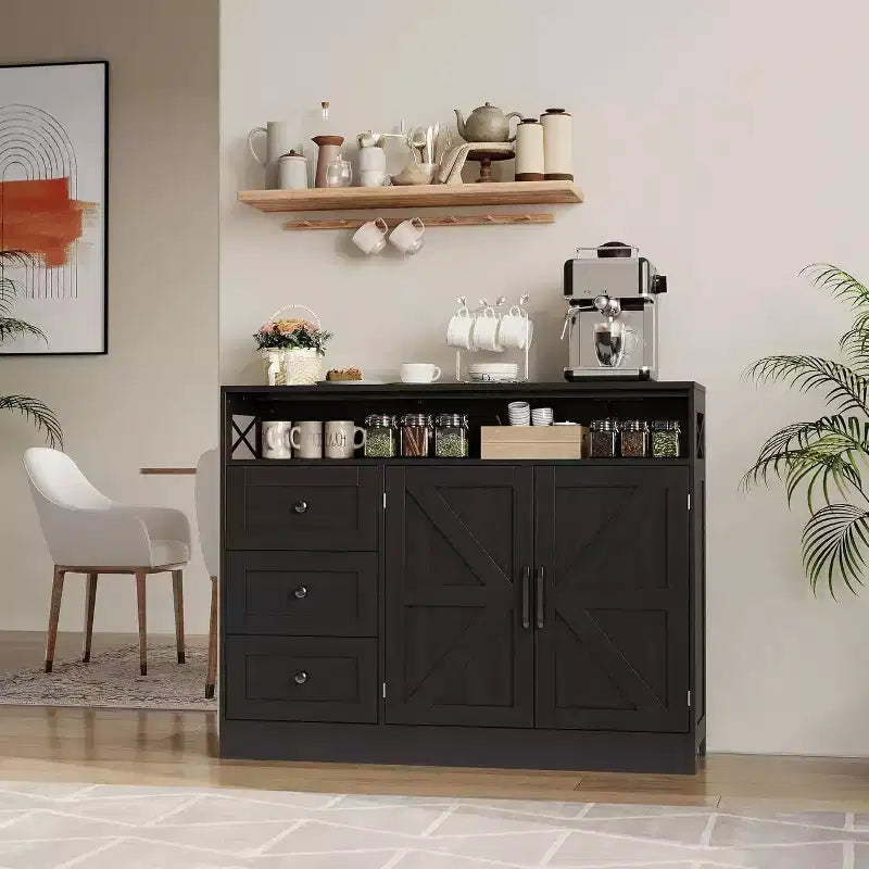 Farmhouse Sideboard Cabinet with Storage, Buffet Table with Adjustable Shelves, Multi-Functional Kitchen Cabinet for Living Room Dining Room
