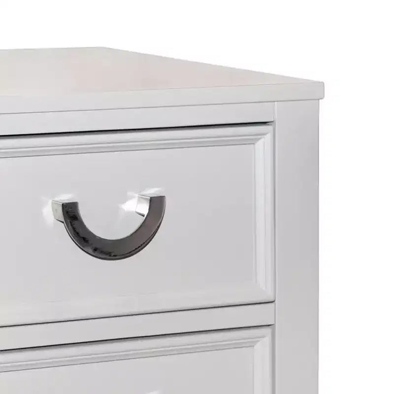 White 2-Drawer Nightstand with Chrome Pulls
