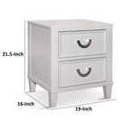 White 2-Drawer Nightstand with Chrome Pulls