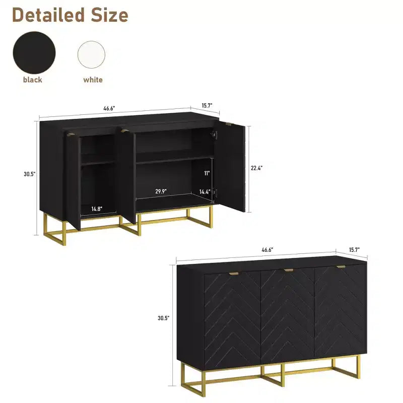 31.5" Sideboard Buffet Cabinet with Metal Legs