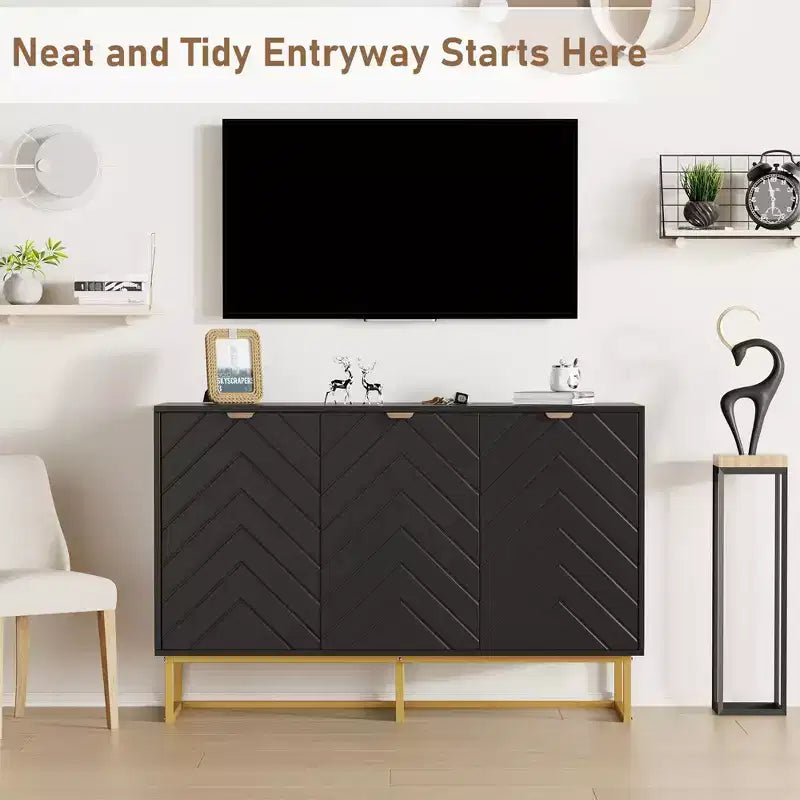 31.5" Sideboard Buffet Cabinet with Metal Legs