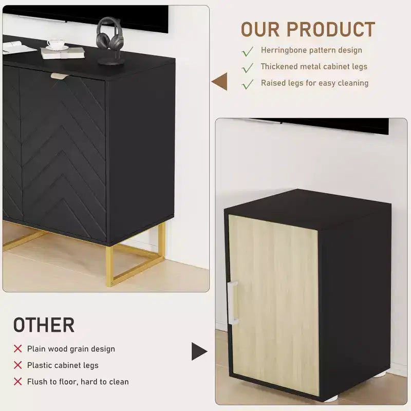 31.5" Sideboard Buffet Cabinet with Metal Legs