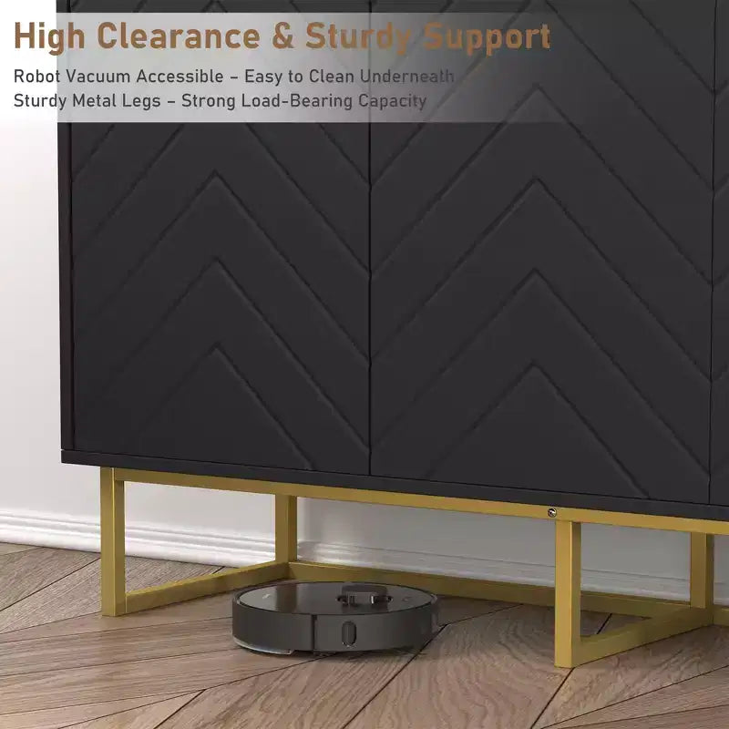 31.5" Sideboard Buffet Cabinet with Metal Legs