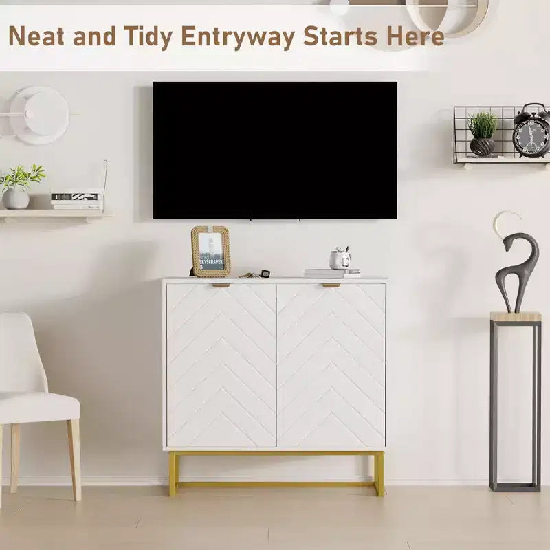 31.5" Sideboard Buffet Cabinet with Metal Legs
