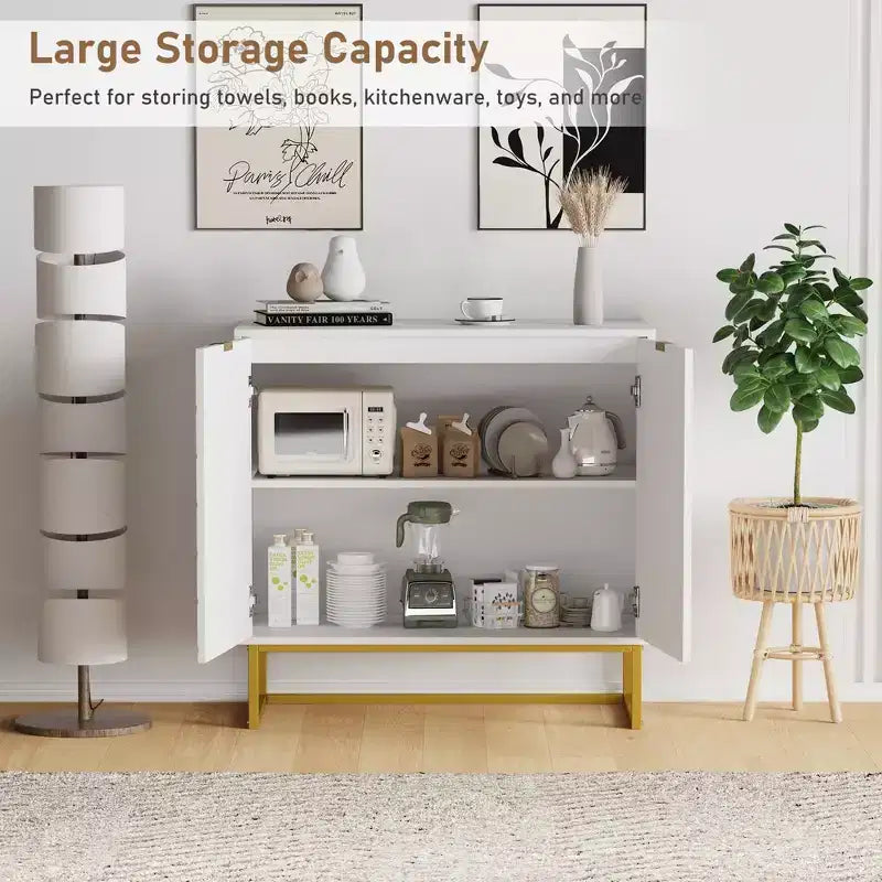 31.5" Sideboard Buffet Cabinet with Metal Legs