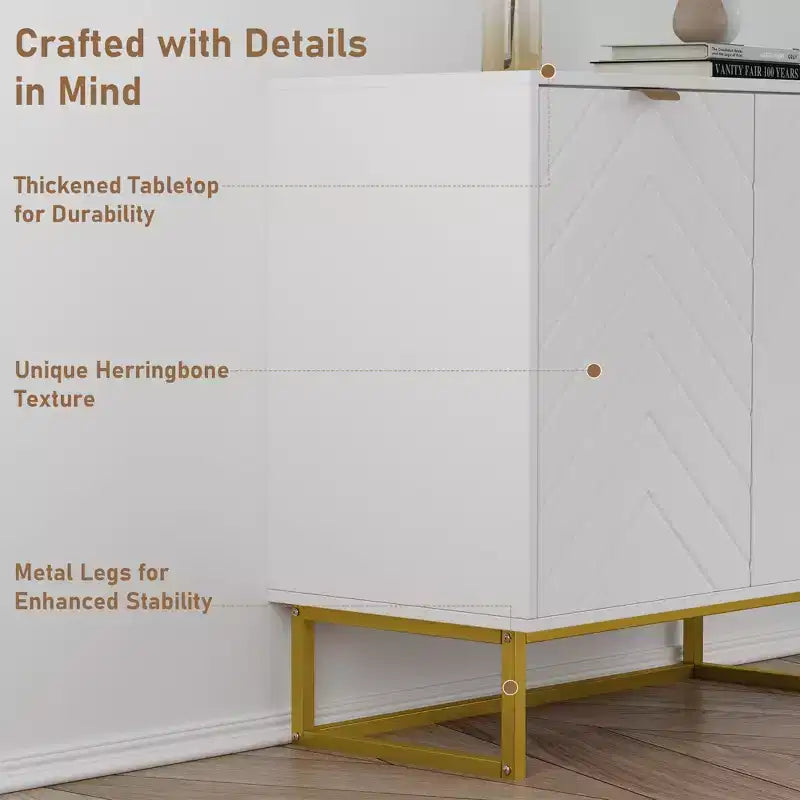 31.5" Sideboard Buffet Cabinet with Metal Legs