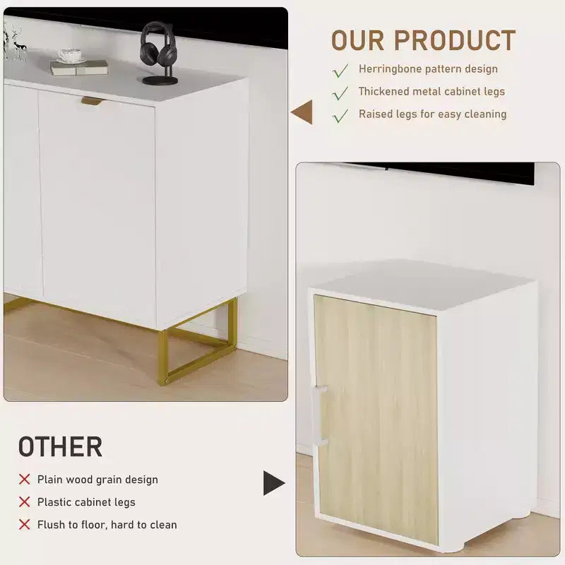 31.5" Sideboard Buffet Cabinet with Metal Legs