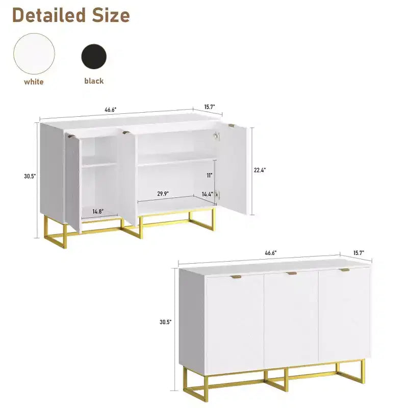 31.5" Sideboard Buffet Cabinet with Metal Legs