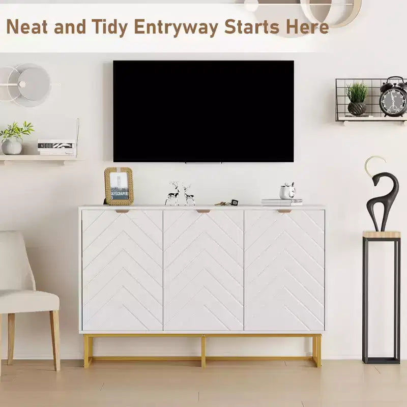 31.5" Sideboard Buffet Cabinet with Metal Legs