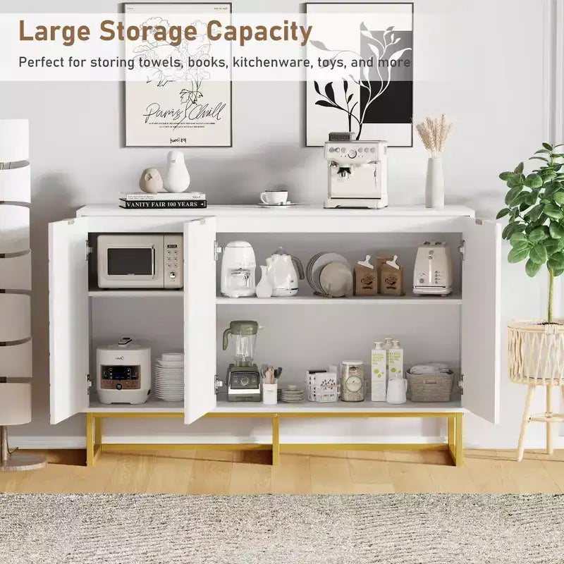 31.5" Sideboard Buffet Cabinet with Metal Legs