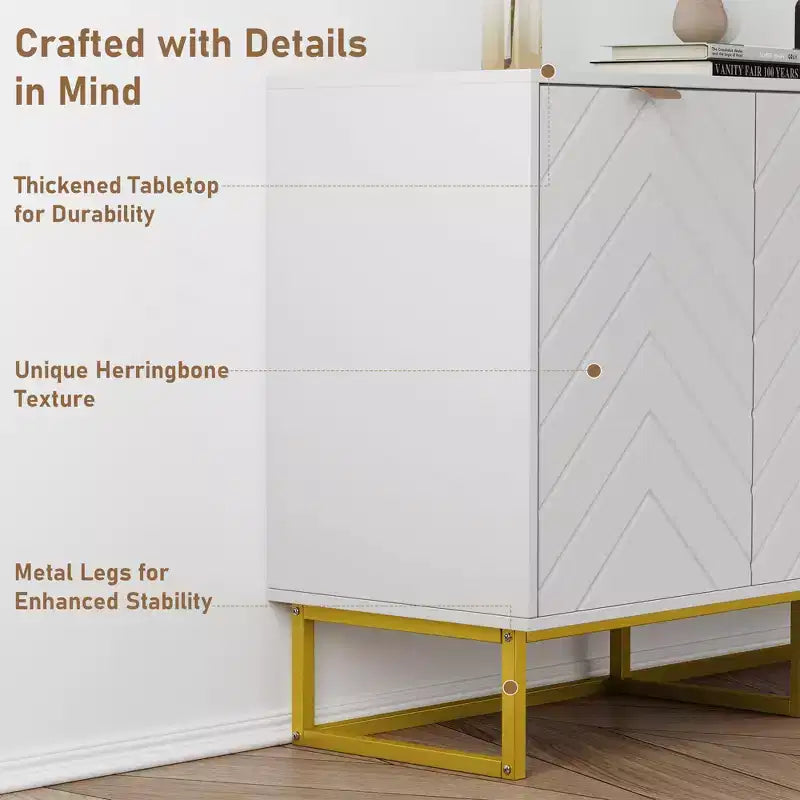 31.5" Sideboard Buffet Cabinet with Metal Legs