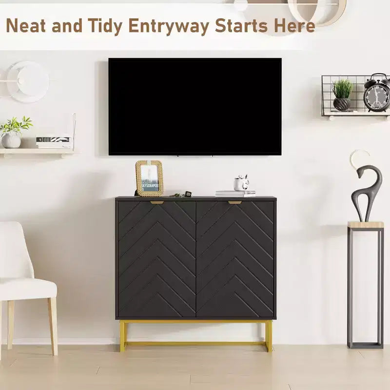 31.5" Sideboard Buffet Cabinet with Metal Legs