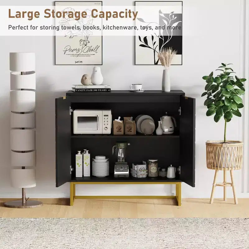 31.5" Sideboard Buffet Cabinet with Metal Legs