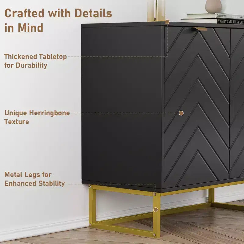 31.5" Sideboard Buffet Cabinet with Metal Legs