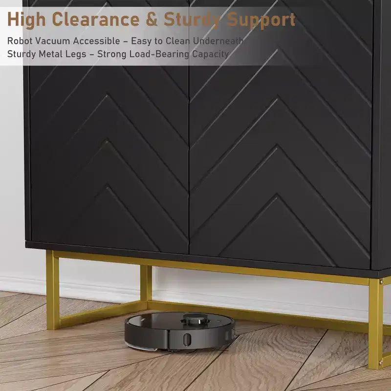 31.5" Sideboard Buffet Cabinet with Metal Legs