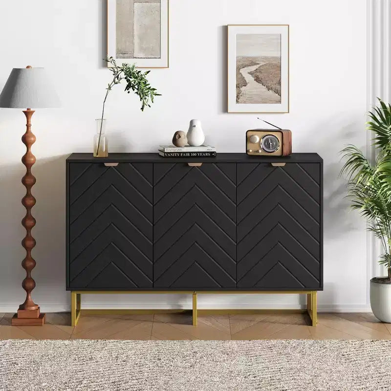 31.5" Sideboard Buffet Cabinet with Metal Legs