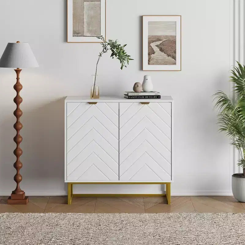 31.5" Sideboard Buffet Cabinet with Metal Legs
