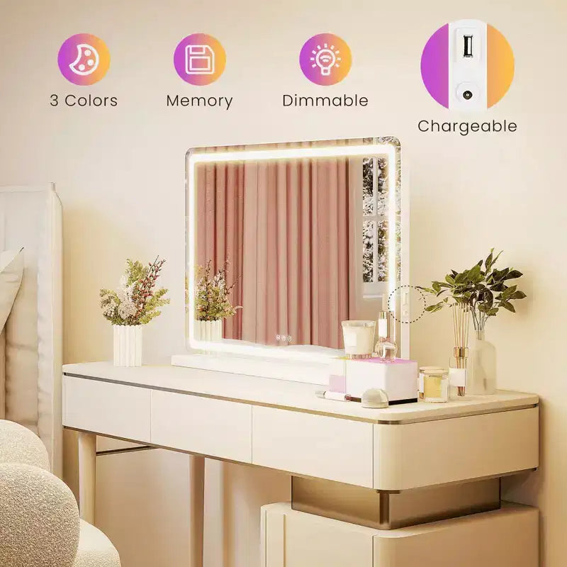 MAYEERTY Makeup Vanity Mirror Dimmable Touch Control Square