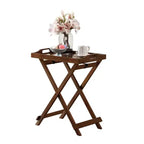 Folding Tray Table, Espresso Finish - MDF End Table, 24.5" H x 22" W, Rectangle