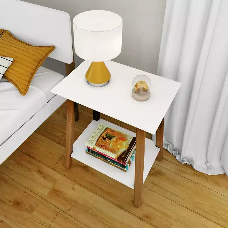 Solid Wood Nightstand, Mid-Century Modern Bedside Table, Side Table for Bedroom