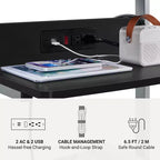 22-Inch Rolling Laptop Desk with Power Outlet - Black