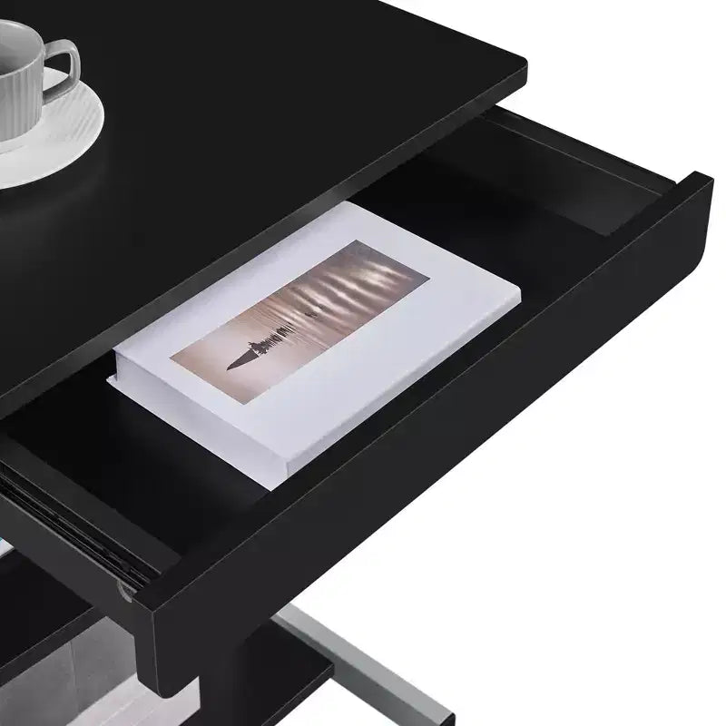 22-Inch Rolling Laptop Desk with Power Outlet - Black