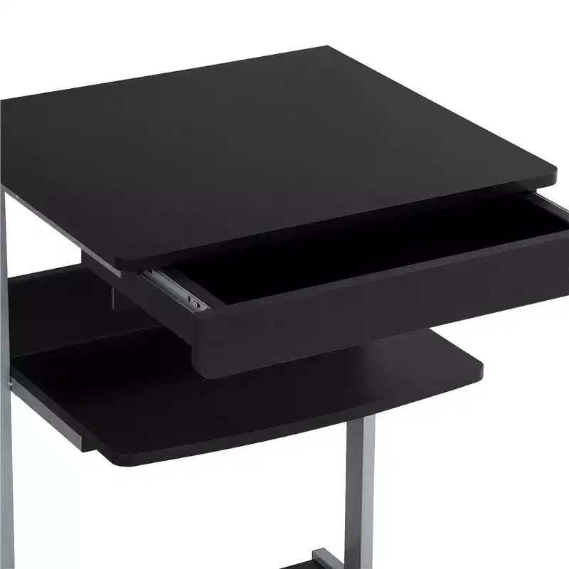 22-Inch Rolling Laptop Desk with Power Outlet - Black
