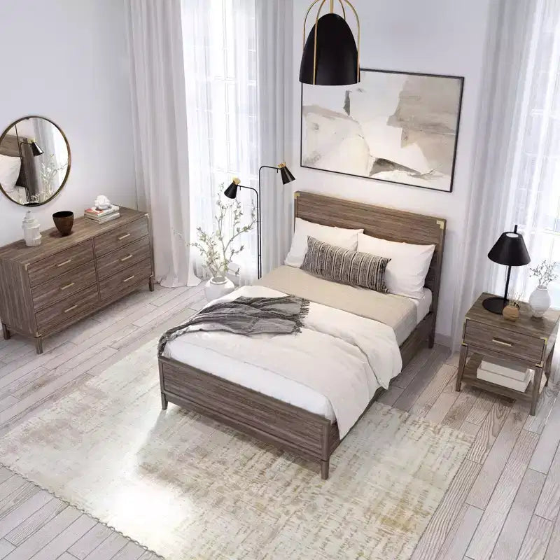 Solid Wood Contemporary Full Size Platform Bed