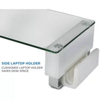 Tempered Glass Monitor Stand with 3 USB Ports | Desktop Riser for 24-32 Inch Screens | 66 Lbs Capacity