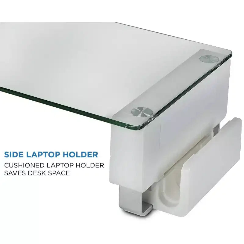 Tempered Glass Monitor Stand with 3 USB Ports | Desktop Riser for 24-32 Inch Screens | 66 Lbs Capacity