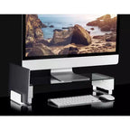 Tempered Glass Monitor Stand with 3 USB Ports | Desktop Riser for 24-32 Inch Screens | 66 Lbs Capacity