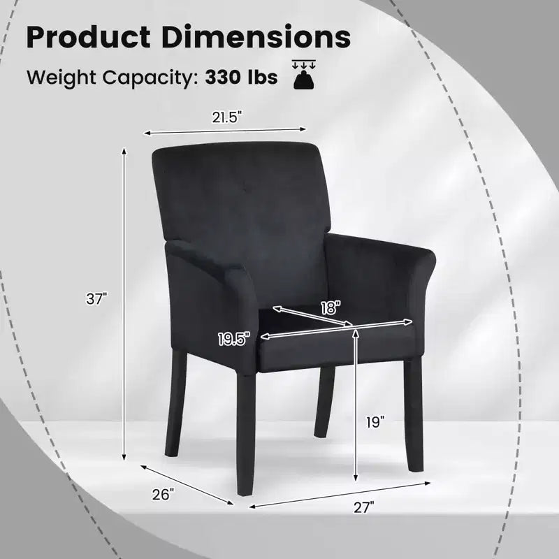 Upholstered Accent Chair with Rubber Wood Legs and Padded Armrests