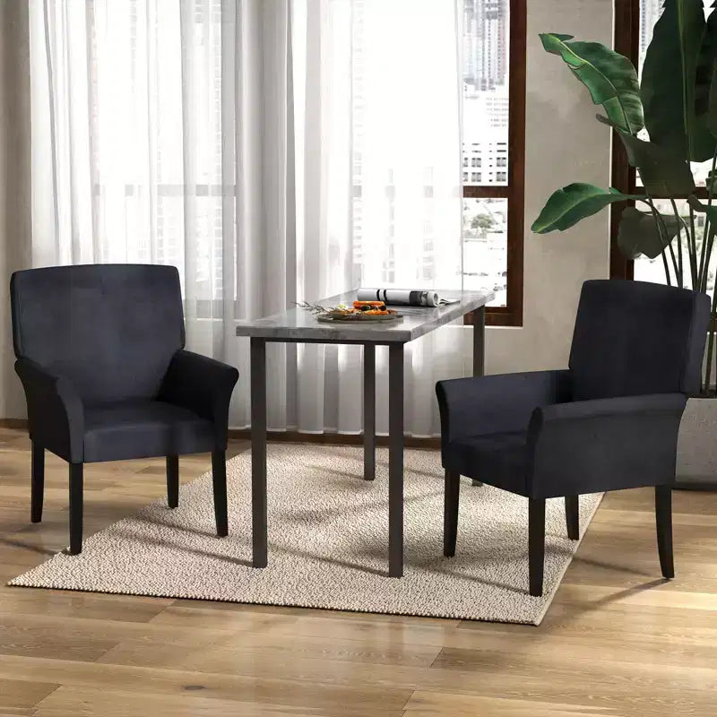 Upholstered Accent Chair with Rubber Wood Legs and Padded Armrests