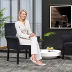 Upholstered Accent Chair with Rubber Wood Legs and Padded Armrests