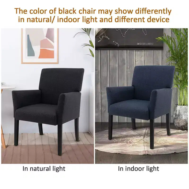 Upholstered Accent Chair with Rubber Wood Legs and Padded Armrests